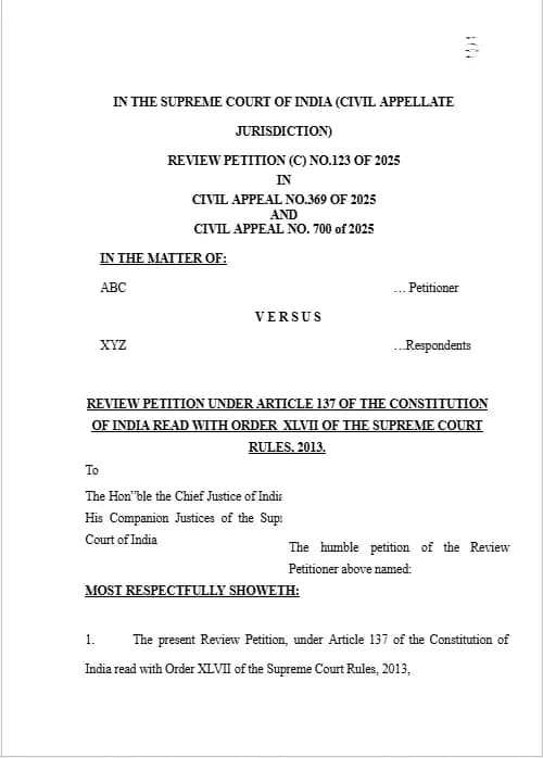 Download Review Petition Format PDf