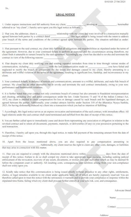 Revocation Notice Format