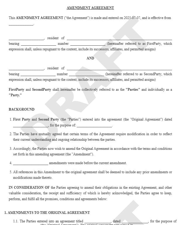 Amendment Agreement Template