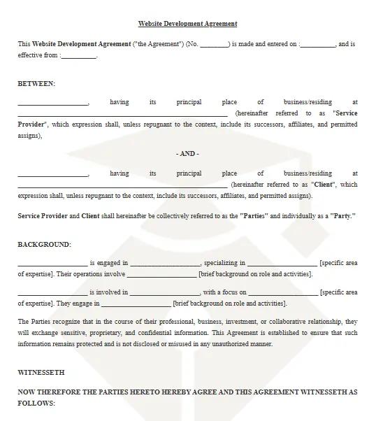 Website Development Agreement Template