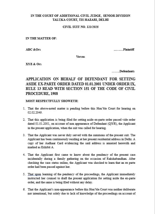 Download Ex-Parte Petition Format PDF